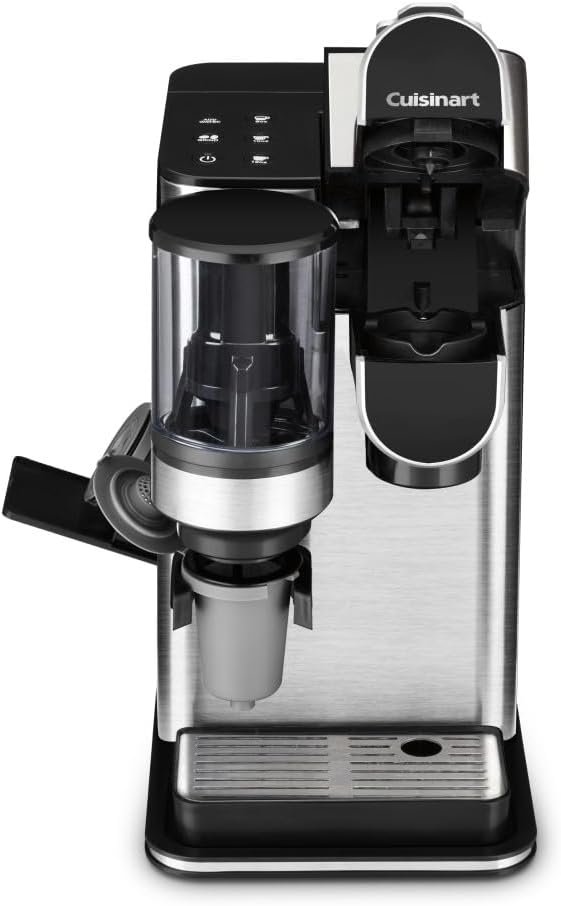 Cuisinart Single Serve Coffee Maker + Coffee Grinder, 48-Ounce Removable Reservoir, Stainless Steel, DGB-2SS