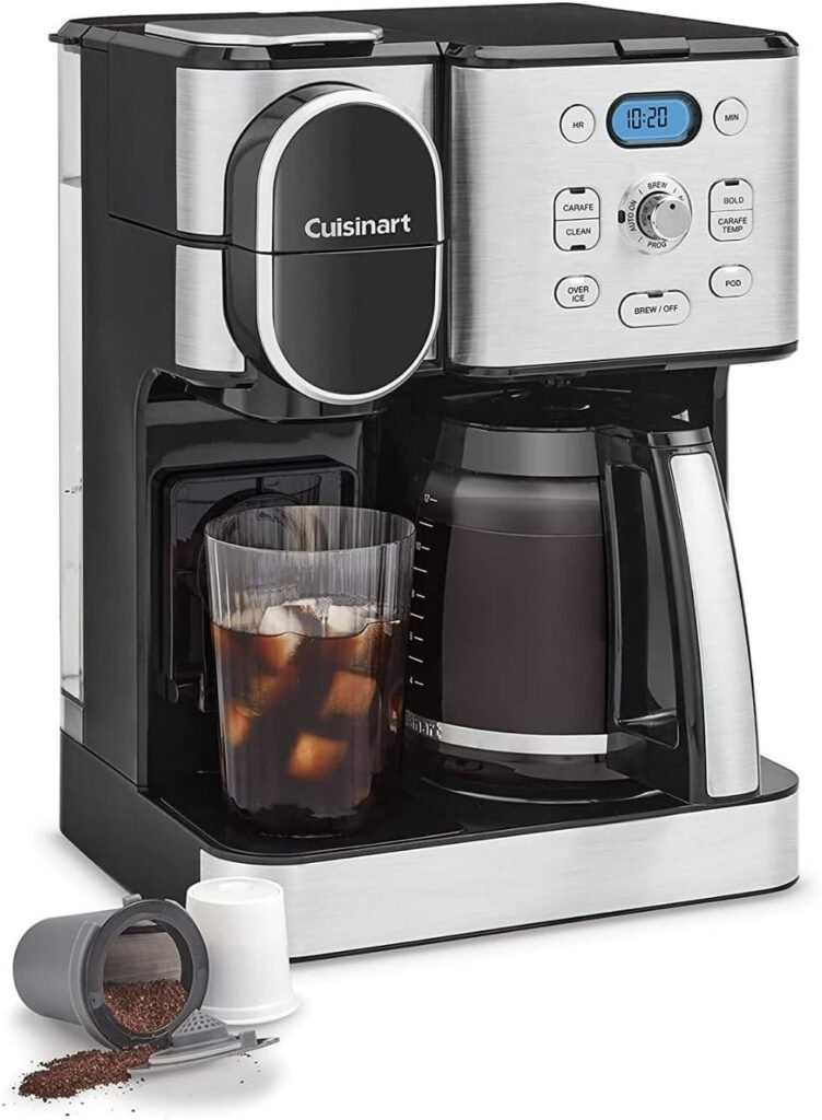 Cuisinart SS-16 Stainless Steel Made 1000ml Capacity Coffee Center Combo Coffee Maker Bundle with Italian Roast K-Cups and Descaling Liquid (3 Items)