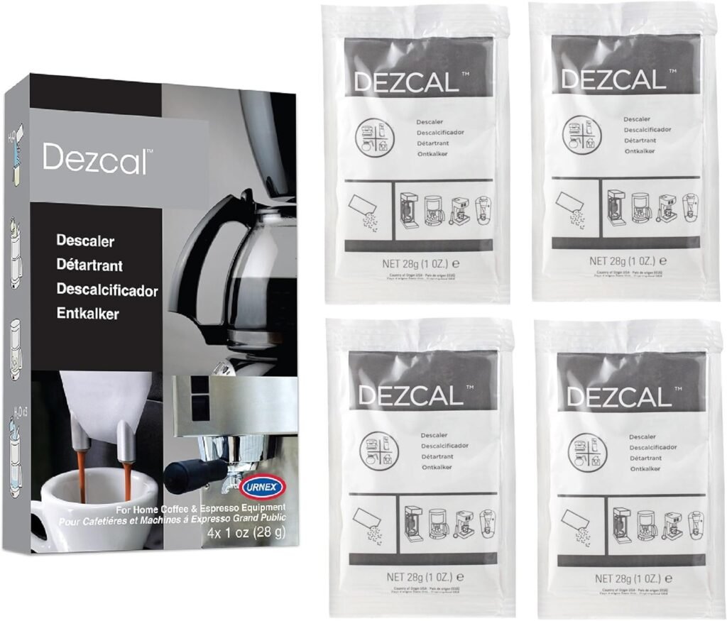 Descaling Powder Solution - 4 Uses - Activated Scale Remover for use with Keurig 1.0/2.0, Home Coffee and Espresso Machines, Kettles, Garment Steamers