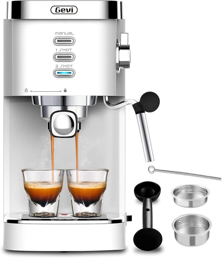 Gevi 20 Bar High Pressure Commercial Espresso Machines, Expresso Coffee Machine with Milk Frother for Espresso, Latte Macchiato, Cuppuccino,1.2L Water Tank, 1350W