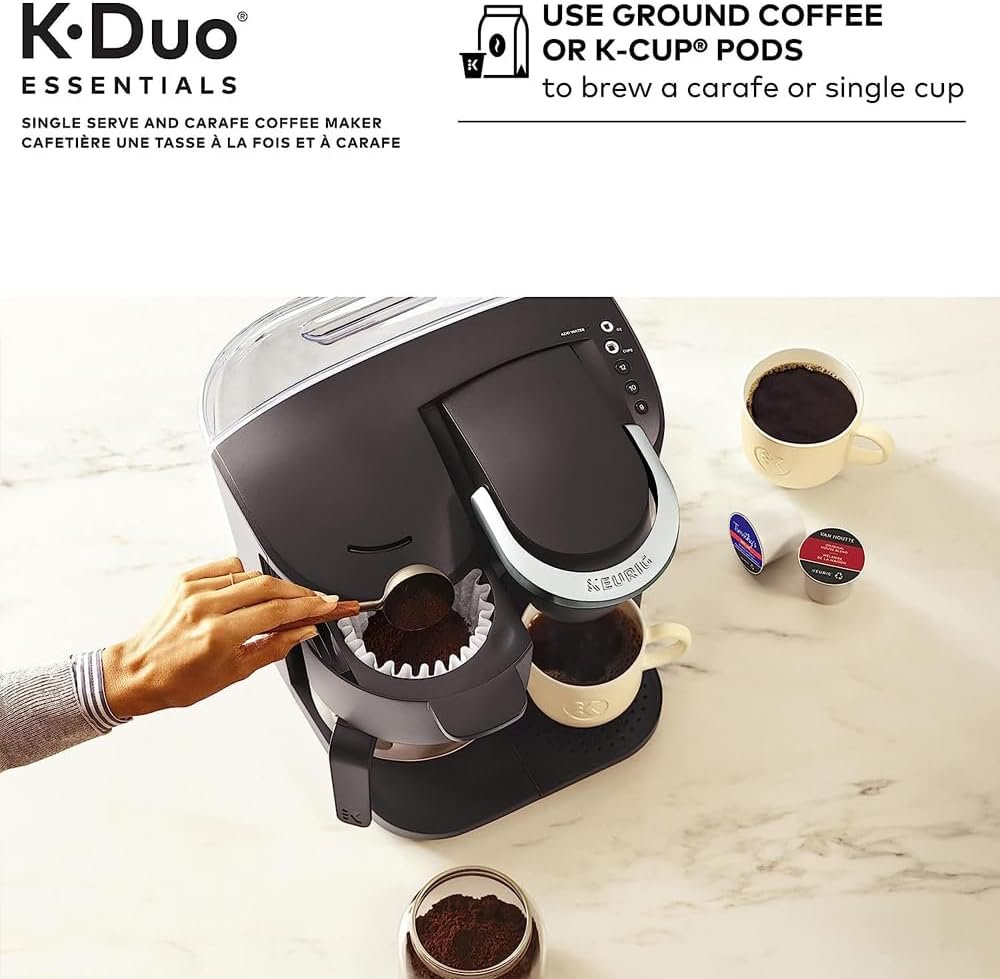 Keurig 5000204976 K-Duo Essentials 2-in-1 Coffee Maker for K-Cup Pods/12-Cup Carafe (Renewed)
