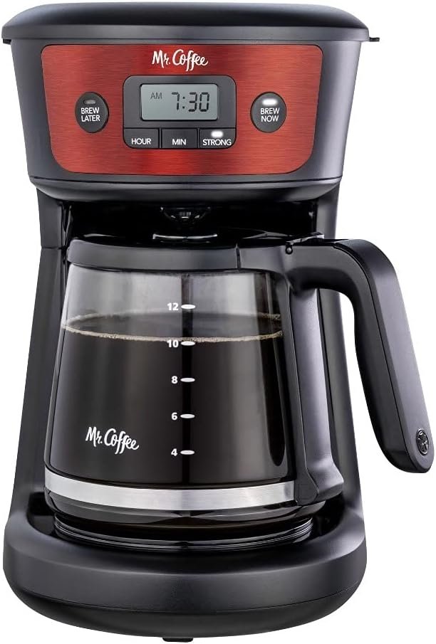 Mr. Coffee 12-Cup Programmable Coffeemaker, Strong Brew Selector, Stainless Steel.