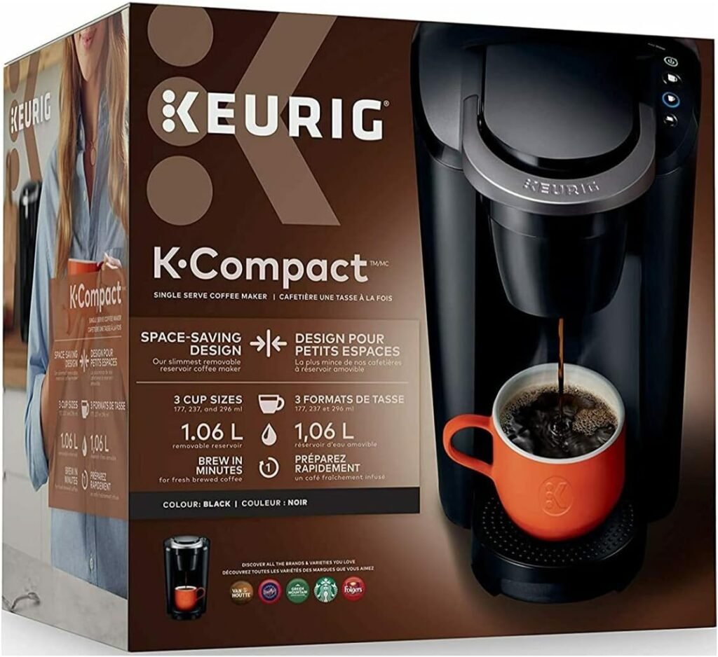 Keurig K-Compact Single Serve Coffee Maker Bundle with 96-Count Variety Pack Single Serve K-Cup Set and Cleaning Cups (3 Items)