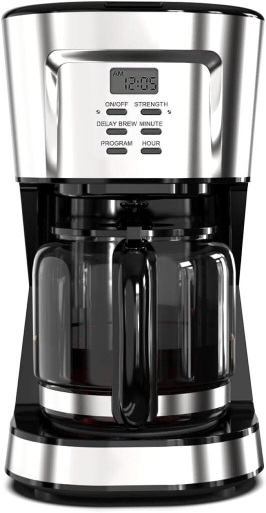 thruudeng Drip Coffee Maker Small Coffee Maker; Mini Coffee Pots; 12 Cup Coffee Maker with Auto Shut Off; Automatic Coffee Machine Drip with Timer and Automatic Start; Programmable Coffee Maker